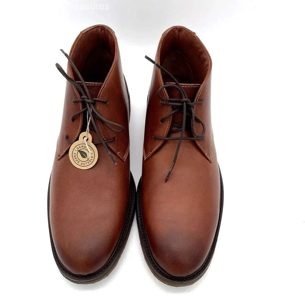 NWT Johnston & Murphy Men's Brown Leather Chukka Boots Size 10.5 M Genuine Crepe